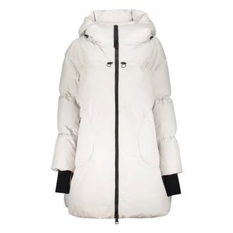 Herno Down Coats, female, White, Size: S Elegant Long Jacket with Hood