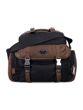 Prada Black/Burnt Logo Large Crossbody Bag