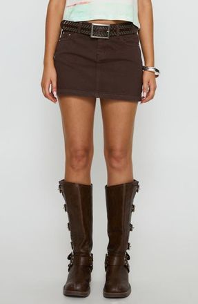 Princess Polly Nickei Mid Rise Denim Miniskirt in Chocolate at Nordstrom, Size 0