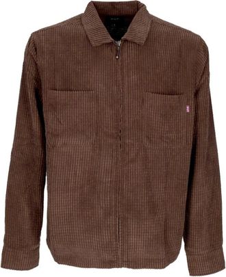 HUF Fluweel Rits Shirt met Kraag - Heren - Casual Overhemden - Paars - M - Polyester - Overhemden