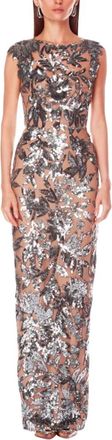 Bronx and Banco Dahlia Lange Jurk - Dames - Avondkleed - Grijs - M - Leer - Kleedjes