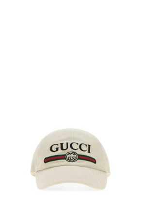 Gucci Beige Logo Textured Baseball Hat