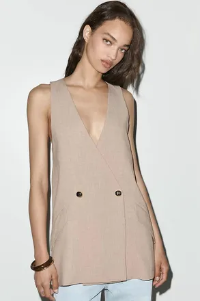 Maeve Longline Blazer Vest Jacket