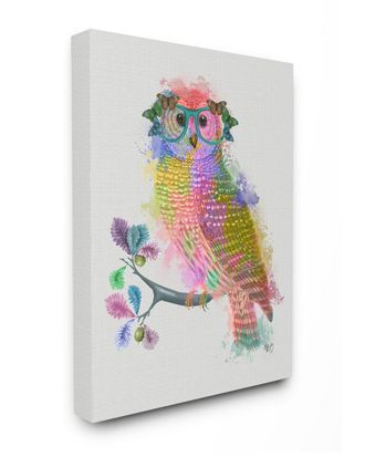 Stupell Industries Rainbow Splash Owl In Glasses