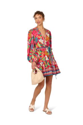 Adrianna Papell Womens Short Printed Rayon Dress - Red - Size 16 UK