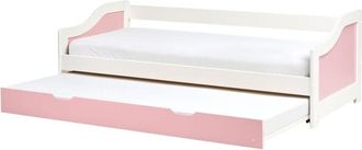 Beliani Letto a scomparsa per bambini in legno di pino bianco e rosa 90 x 200 cm Luneray