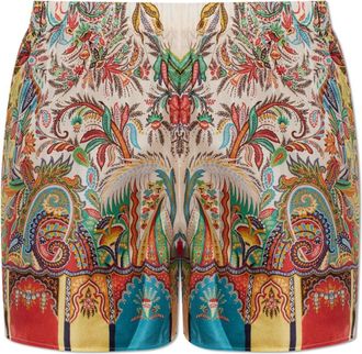 Etro Korte Broeken, Dames, Veelkleurig, S, Peau DAnge Zijden Shorts