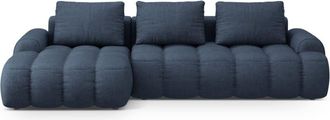 Cosmopolitan Design Sof&aacute; cama esquinero con ba&uacute;l 3 plazas tejido estructural azul oscuro