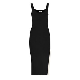 Elisabetta Franchi Knitted Dresses, female, Black, Size: XS Knitted Dress With Shiny Viscose Bands