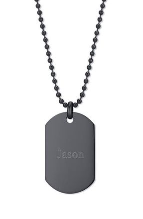 Brook & York Mens Engravable Stainless Steel Dog Tag Necklace in Black at Nordstrom