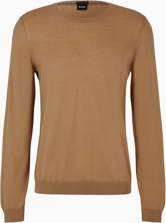 HUGO BOSS Mens Leno Knit Jumper, Soft Virgin Wool - Brown - Size: 2X large