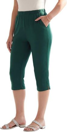 Roaman's Plus Size Soft Knit Relaxed Pull On Capri Pant in Emerald Green at Nordstrom, Size 6X