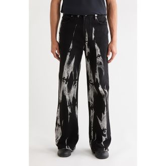 Rta Jamie Marbled High Waist Relaxed Leg Jeans in Black Marquina at Nordstrom Rack, Size 36