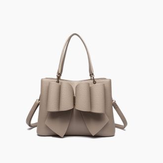 Like Dreams Womens Jenna Bow Vegan Satchel Crossbody Bag In Taupe