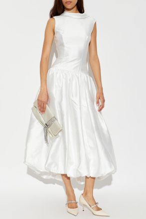 Self Portrait Satin Dress With Brooch, Womens, White