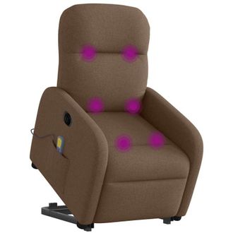 vidaXL Vidaxl - Sill&oacute;n De Masaje El&eacute;ctrico Reclinable Elevable Tela Marr&oacute;n