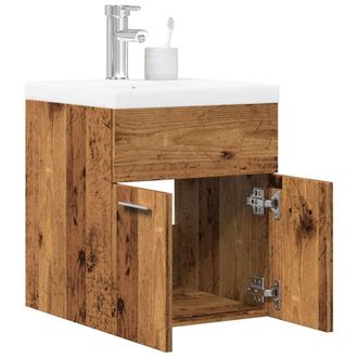 Berkfield Home 2 Piece Bathroom Furniture Set Old Wood Engineered Wood in Brown