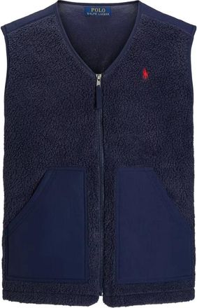 Polo Ralph Lauren Navy Hi-Pile Fleece Vest Jas - Heren - Bodywarmers - Blauw - XL - Polyester - Jassen