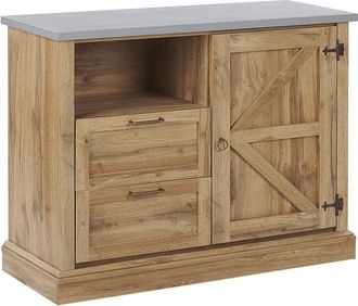 Beliani Aparador Con Acabado De Madera Clara 100 X 40 X 79 Cm Armario Con 1 Puerta Y 2 Cajones Toronto
