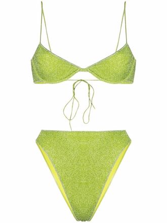 Os&eacute;ree Lumi&egrave;re 90s bikini - women - Polyamide/Polyamide/Metallic Fibre - S - Green