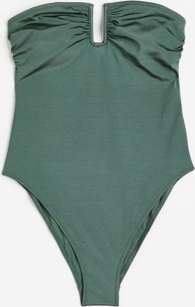 H&M Bandeau-Badeanzug High Leg - Khakigr&uuml;n