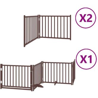 vidaXL Puerta De Perros Plegable 8 Paneles Madera &Aacute;lamo Marr&oacute;n 640 Cm Vidaxl