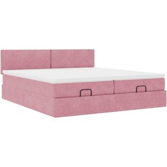 vidaXL Estructura De Cama Otomana Colchones Terciopelo Rosa 200x200cm Vidaxl