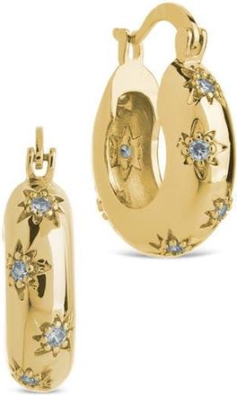 Sterling Forever Charleigh Cubic Zirconia Starburst Hoop Earrings in Gold at Nordstrom Rack