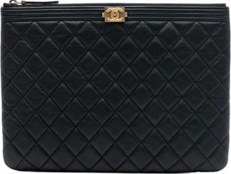 Chanel Pre-owned Clutches, female, Black, Size: ONE SIZE Pre-owned Leather Clutch