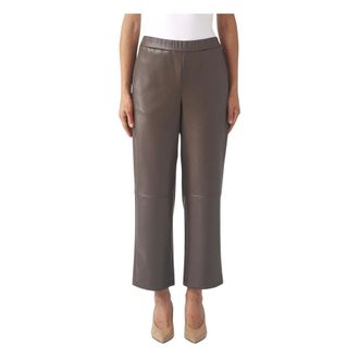 Max Mara Dames, Broeken, Bruin, Maat: XL Leer