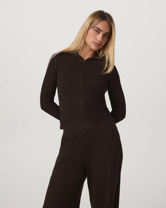 Vuori Clothing Waffle Full Zip Hoodie | Dark Java | XS, Size Extra Small