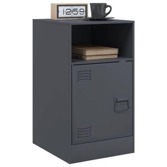 Berkfield Home Stylish Bedside Cabinets 2pcs Anthracite 34.5x39x62 cm Steel in Charcoal