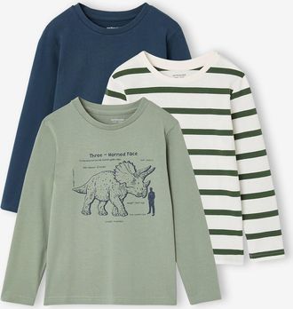 Vertbaudet 3er-Pack Jungen Langarmshirts salbeigr&uuml;n