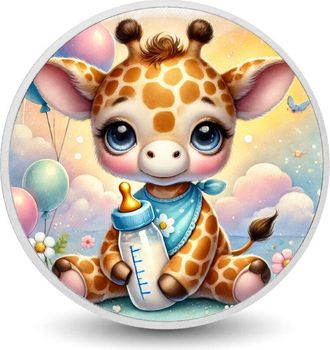 OEM Moneda Plateada De 1 Oz De Baby Giraffe Bliss