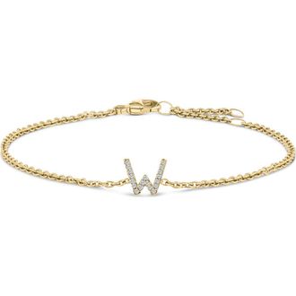 House of Brilliance 10K Gold Diamond Accent A-Z Initial Charm and Link Bracelet in Yellow | W at Nordstrom
