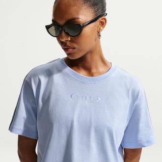 Nike Womens Nike Sportswear Classic Loose Cropped T-Shirt in Blue | IR7869-407