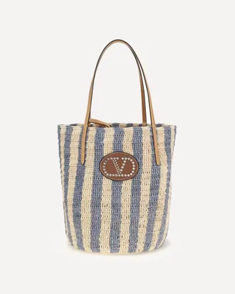 Valentino Garavani Borsa a Secchiello in rafia a righe Woman UNI