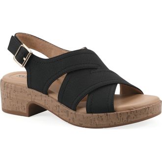 White Mountain Finlee Block Heel Sandal in Black Nubuck at Nordstrom Rack, Size 10