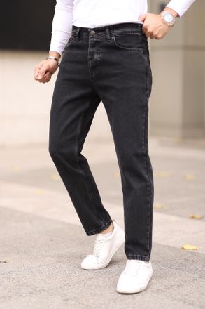 Trendyol MAN Heren Zwart Effen Boyfriend Normale taille Jeans