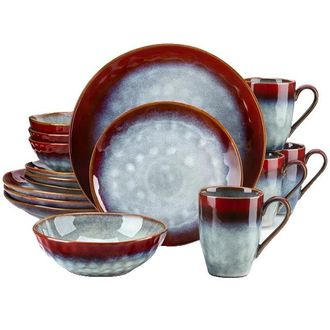 OEM Servizio Di Stoviglie, Design Elegante, Adatto Al Microonde E Alla Lavastoviglie, Set Da 16 Pezzi, Rosso