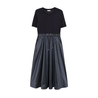 Herno Blauwe Jurk voor Elegante Gelegenheden - Dames - Casual kleedjes - Blauw - L - Polyester - Kleedjes