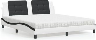 vidaXL Vidaxl - Cama Con Colch&oacute;n Cuero Sint&eacute;tico Blanco Y Negro 180x200 Cm
