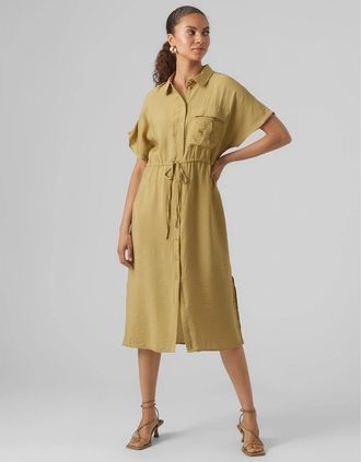 Vero Moda Womens Iris Collared Neck Shirtdress - Green - Size: 10