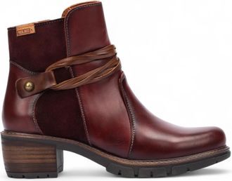 Pikolinos Pikolinos Womens Arcilla Red Leather Zipped Heel Ankle Boots - San Sebasti&aacute;n