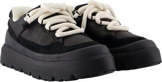 UGG Mens Heritage Utility Sneakers - Ugg Leather Black Lambskin Shoes