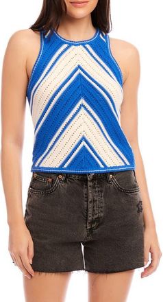 Fifteen Twenty Alice Openwork Tank Sweater in Blue at Nordstrom, Size Large