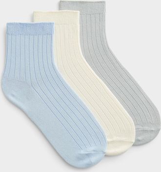LEMON Womens Ultra-soft solid wide-rib socks 3-pack