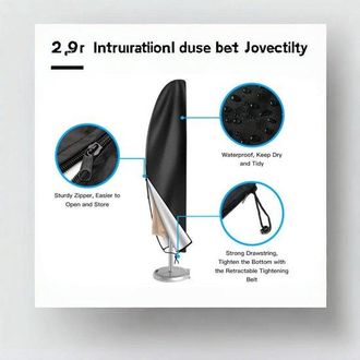OEM Ombrellone A Braccio Estensibile - Copertura Protettiva In Tessuto Oxford - Antivento - Protezione Uv - Resistente Agli Strappi - Con Asta Telescopica