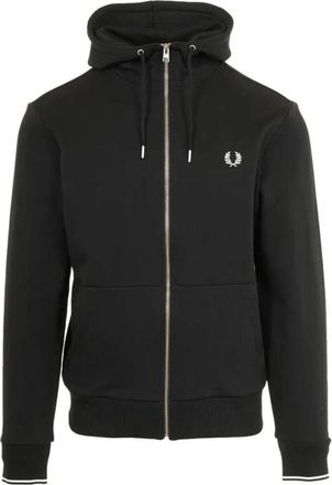 Fred Perry Zip Through Laurel Wreath Hoodie - Heren - Vesten met rits - Zwart - XL - Katoen - Hoodies & sweatvesten