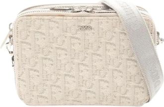 Dior Pre-owned Oblique Canvas Leather Shoulder Bag - Dames - Vintage Schoudertas - Beige - ONE Size - Leer - Vintage
